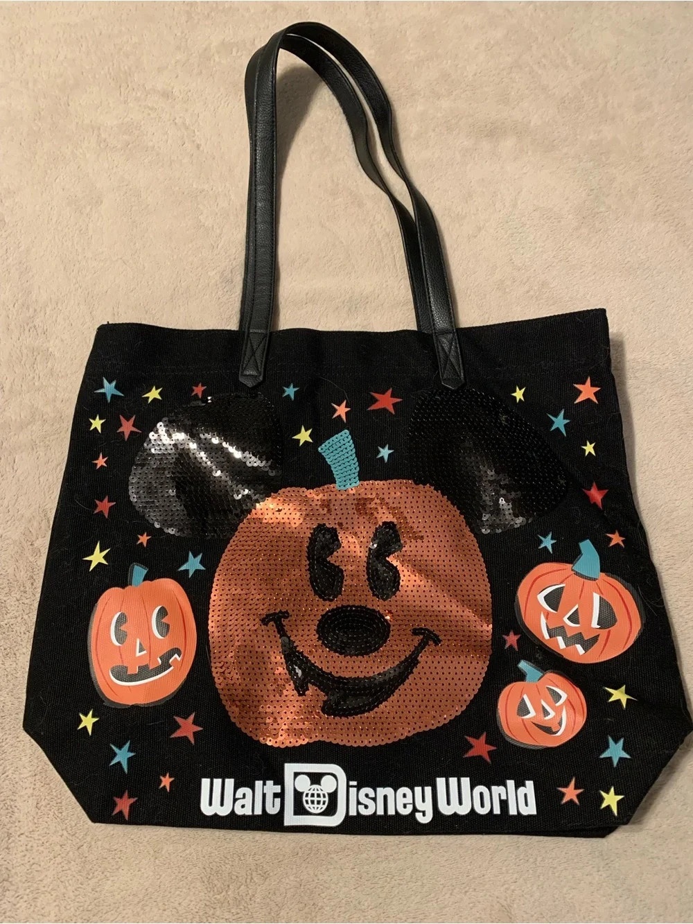 Walt Disney World Halloween Sequin Tote Bag - Black & Orange